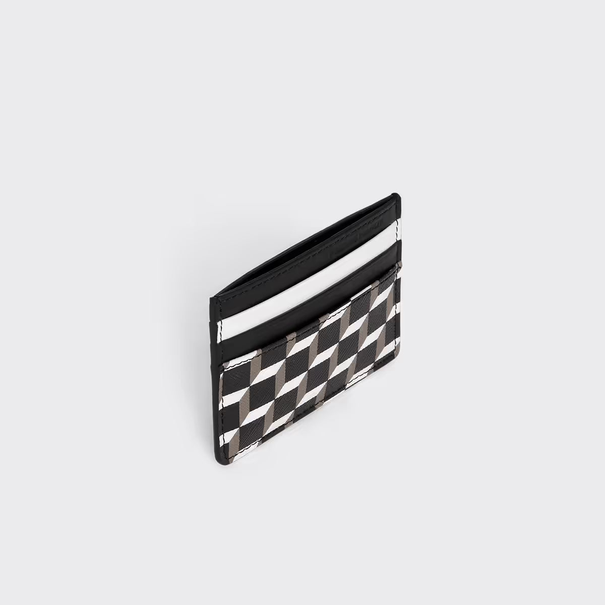 Porte-Cartes Cube Perspective Noir & Blanc en Toile Enduite